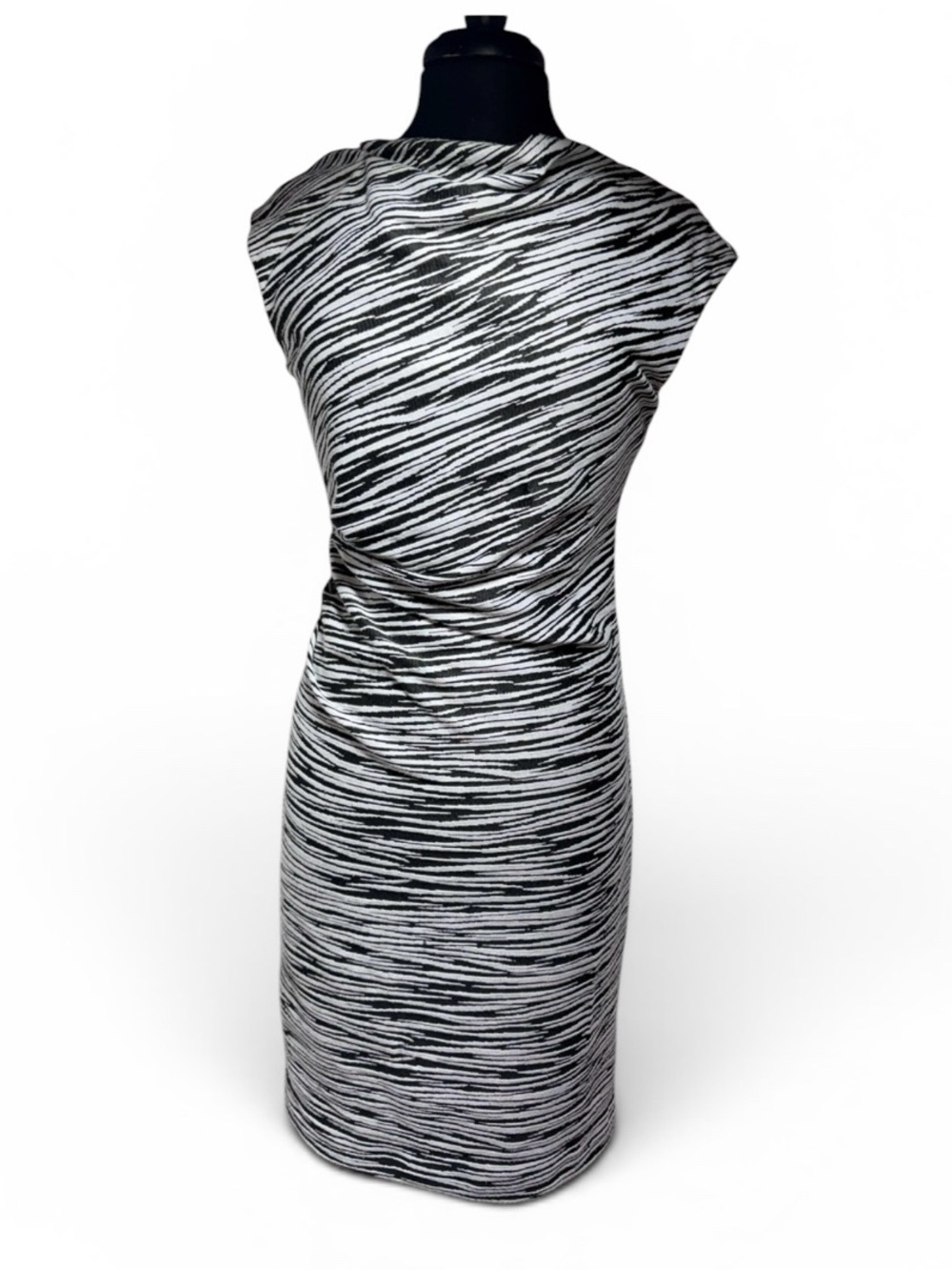 Katherine Kelly Black White Ruched Sheath Dress Size 10